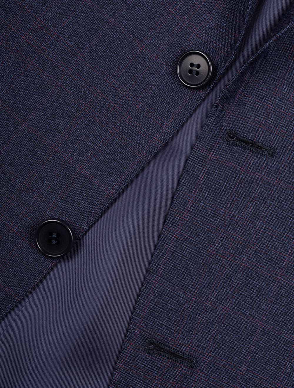 Glen-Check Suit Navy/Burgundy - Image 3