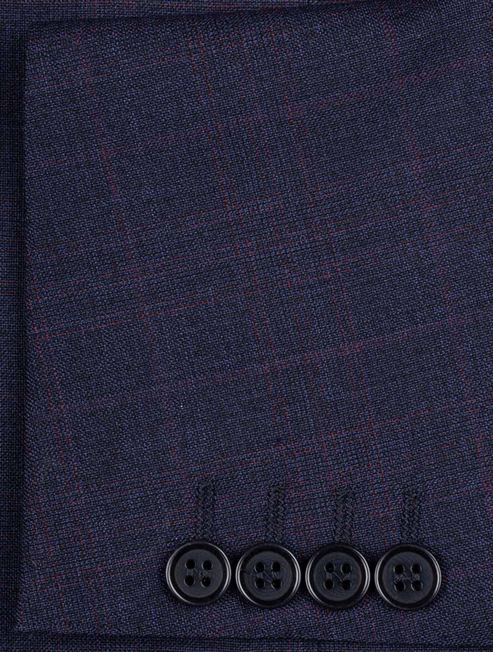 Glen-Check Suit Navy/Burgundy - Image 4