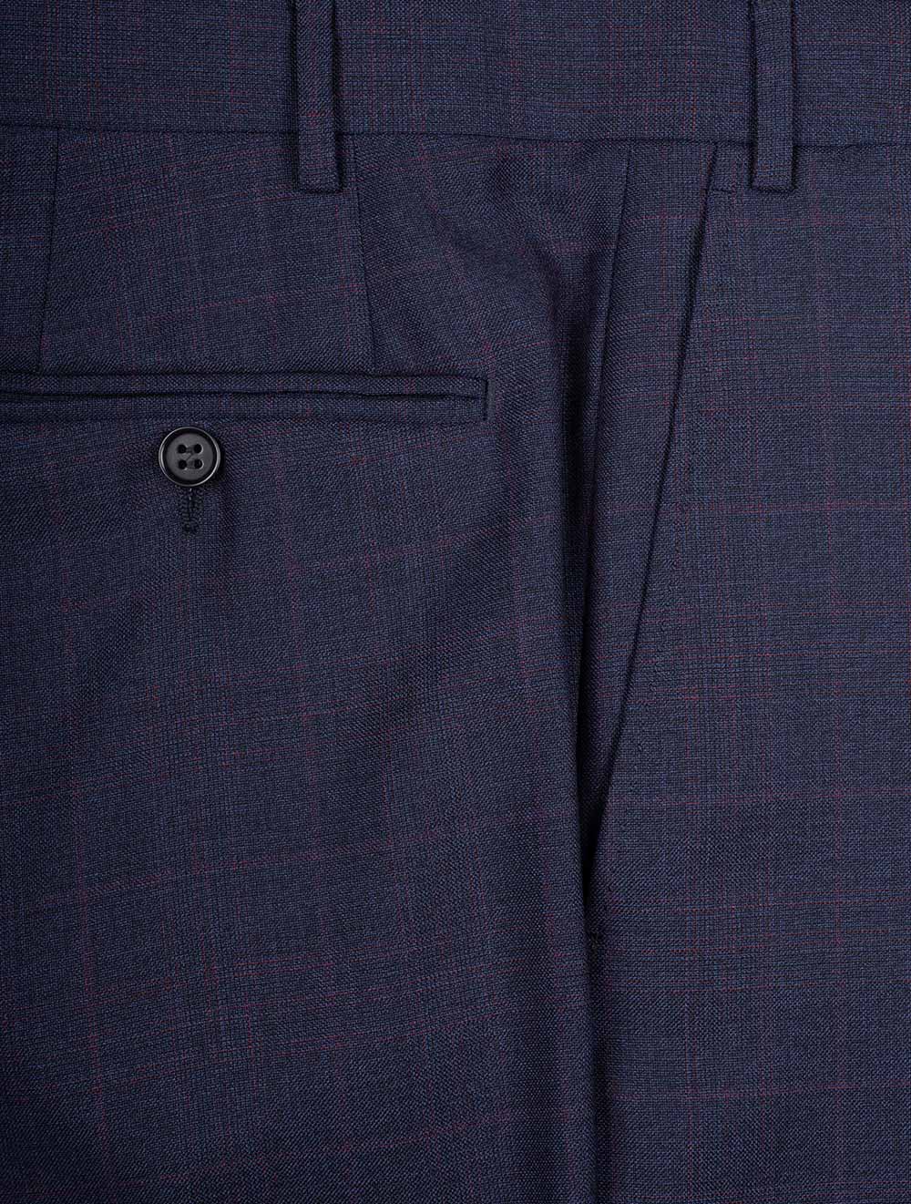 Glen-Check Suit Navy/Burgundy - Image 6