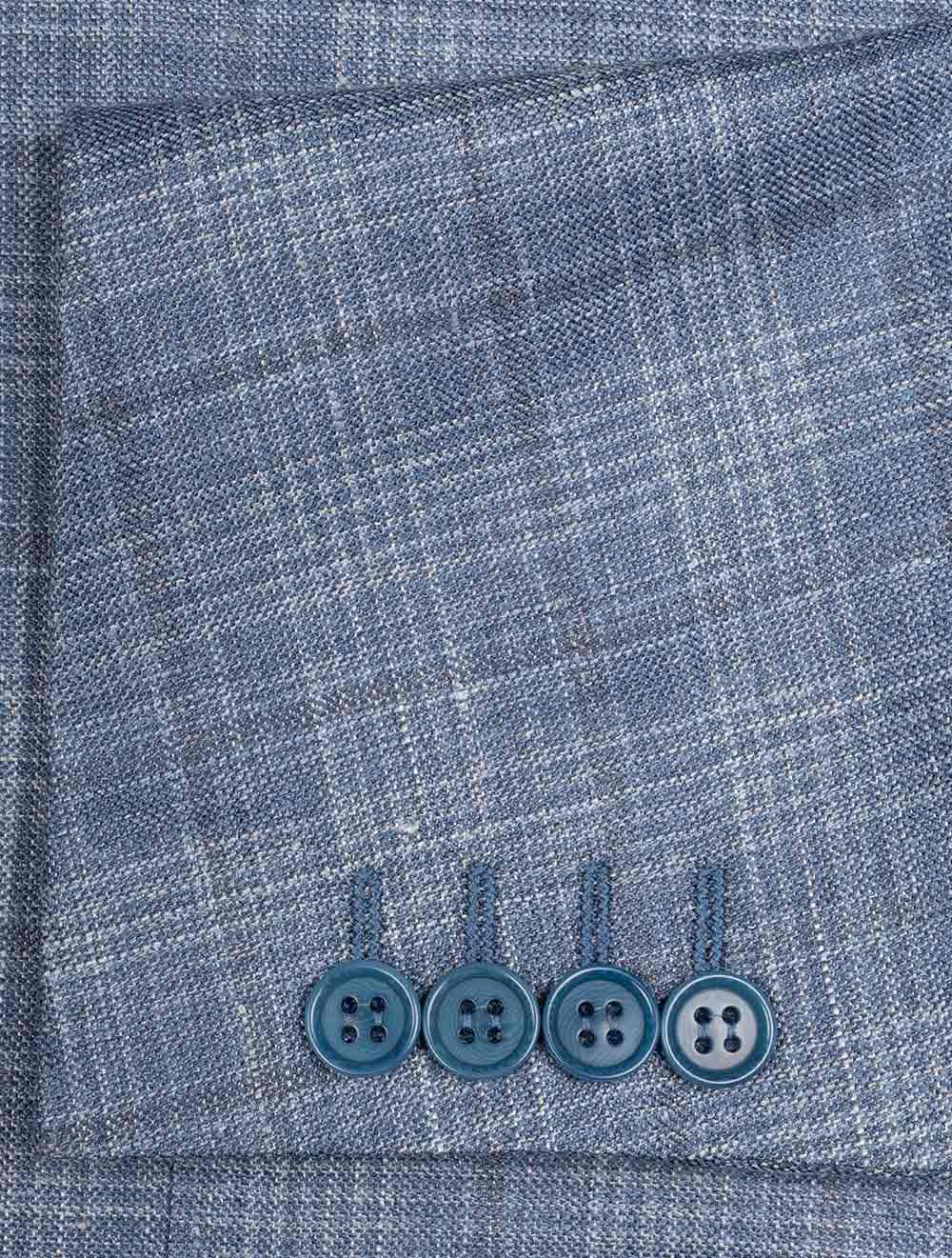 Wool Silk And Linen Check Jacket Clear Blue - Image 5
