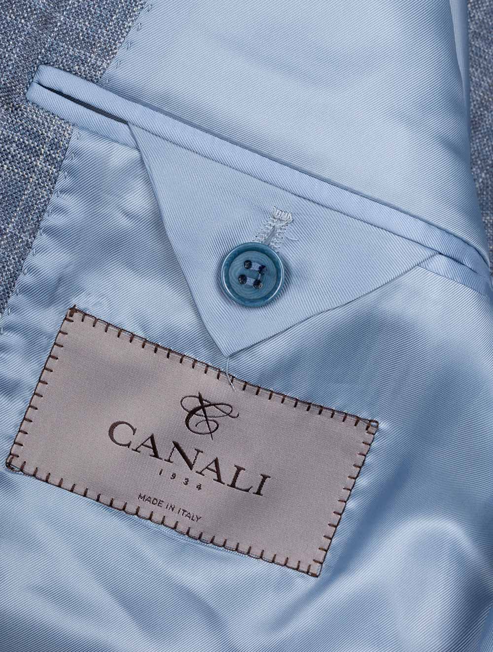 Wool Silk And Linen Check Jacket Clear Blue - Image 7