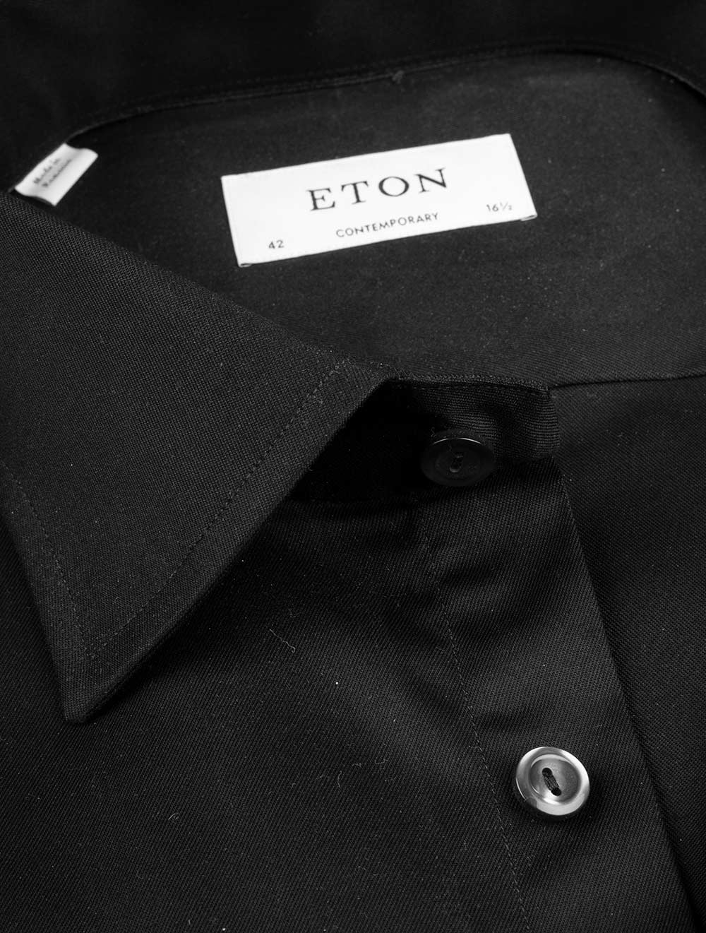 Contemporary Fit Black Single Cuff Shirt - Image 4