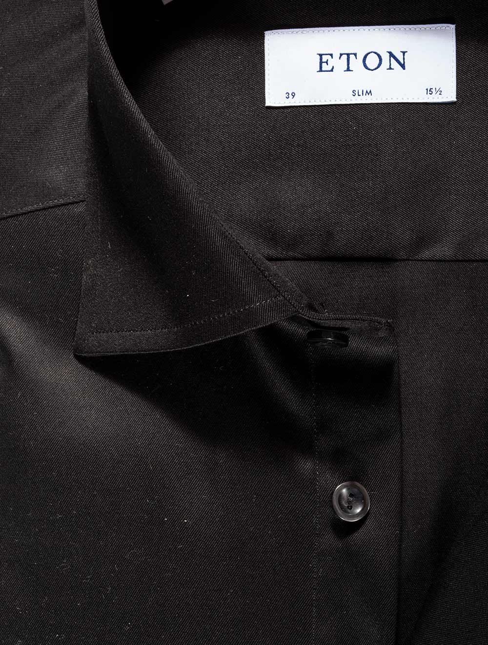 Slim Fit Single Cuff Shirt Black - Image 3