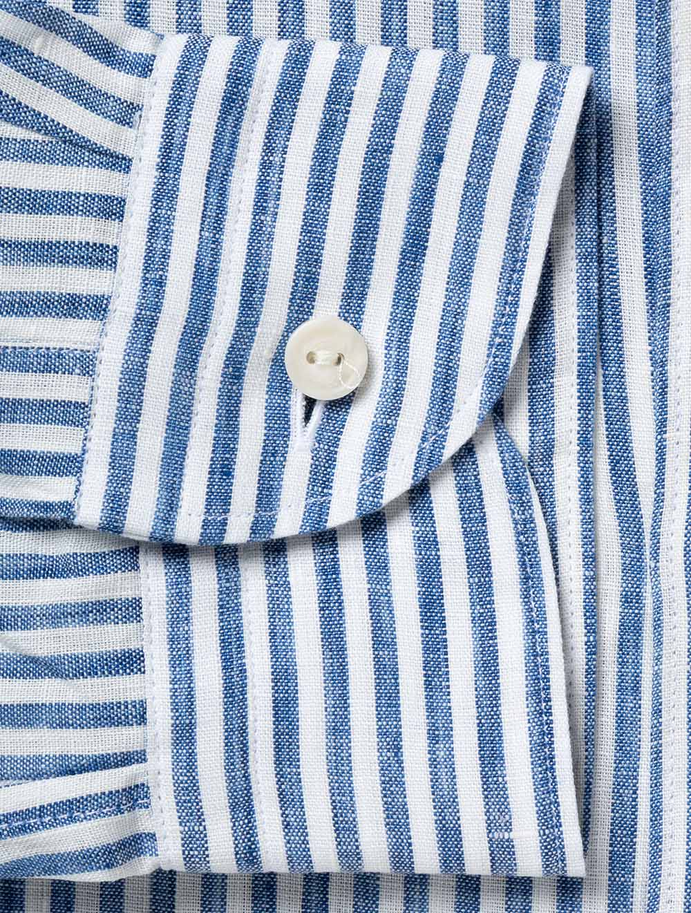 Striped Linen Shirt Blue - Image 4