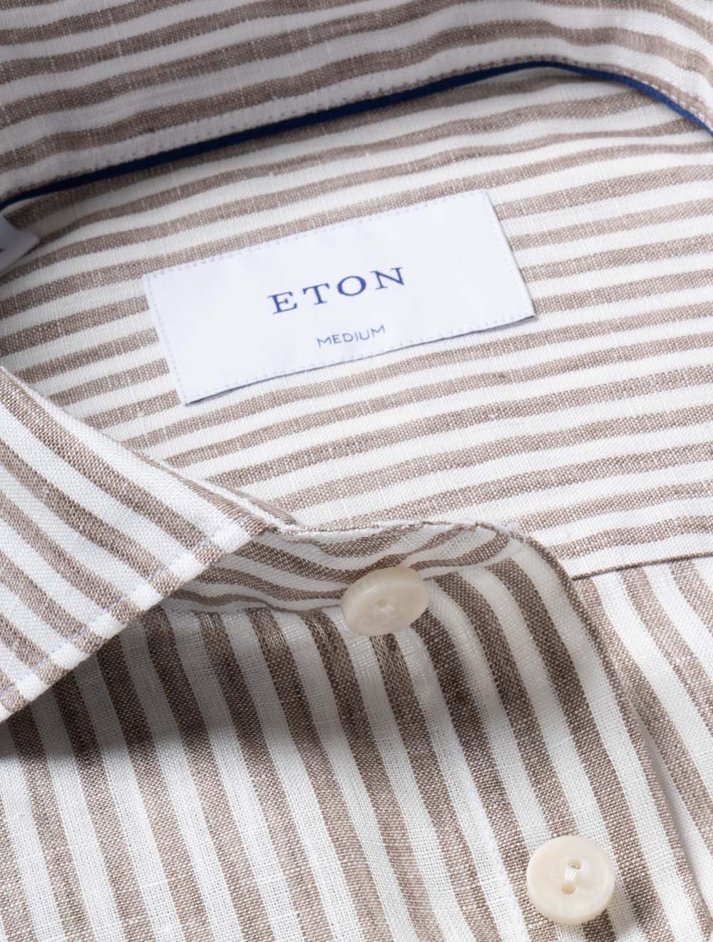 Striped Linen Shirt Brown - Image 3