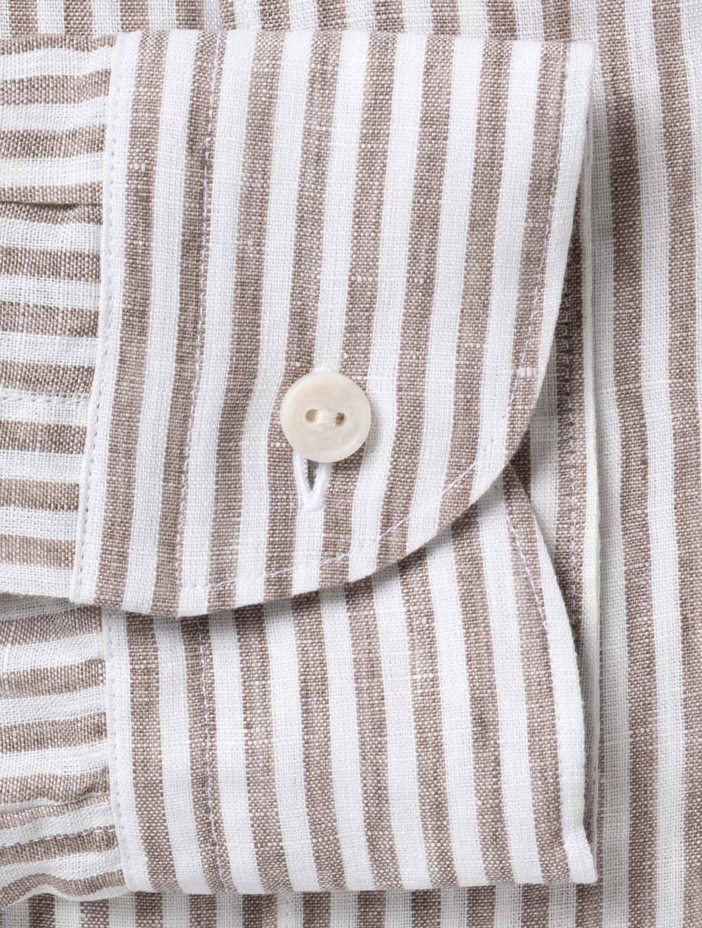 Striped Linen Shirt Brown - Image 4