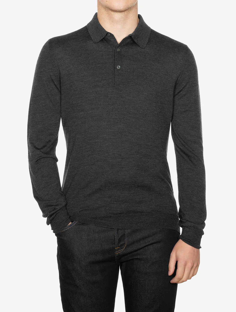 Long Sleeve Tennis Polo Charcoal - Image 3