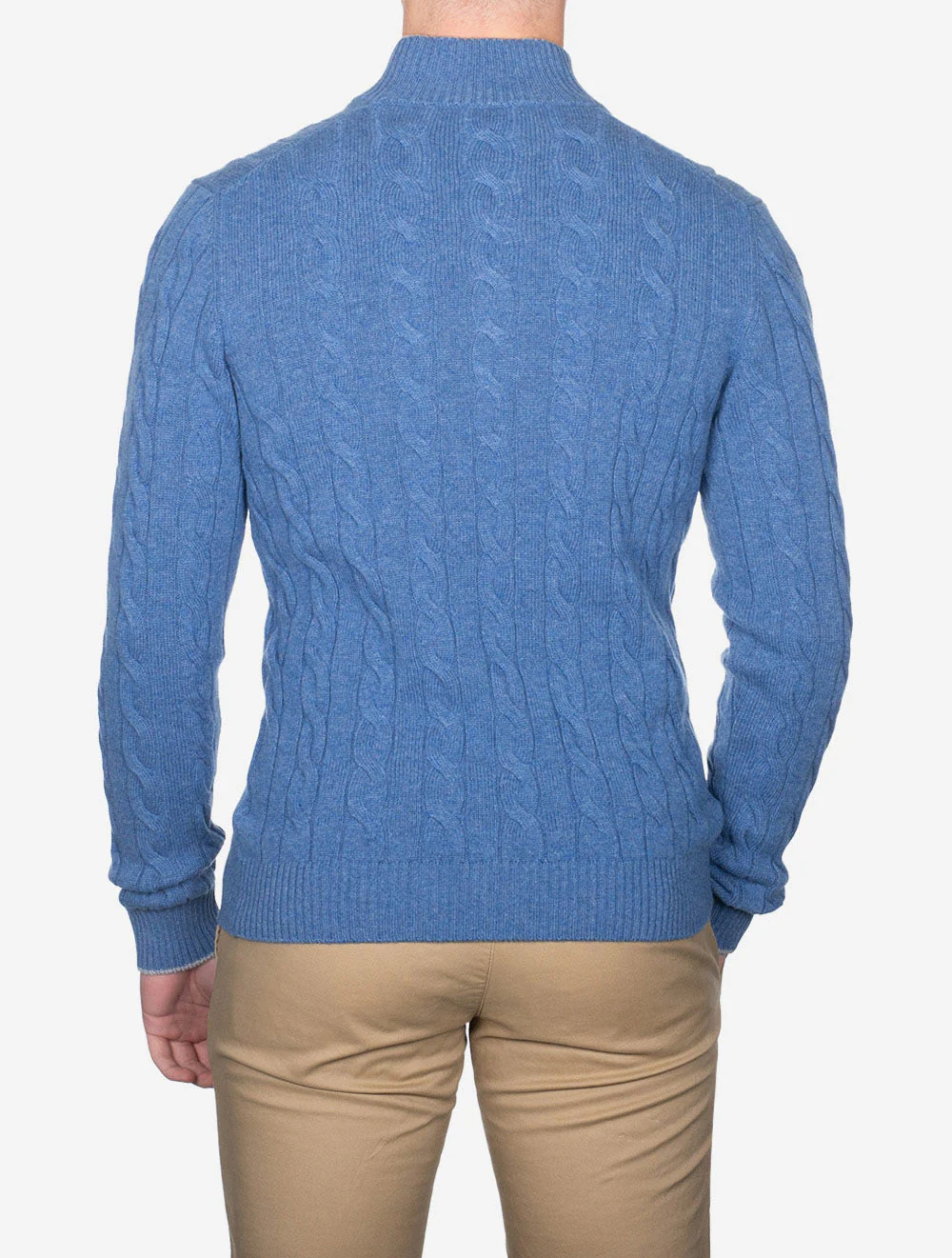 Mock Cable Knit Button Up Blue - Image 3