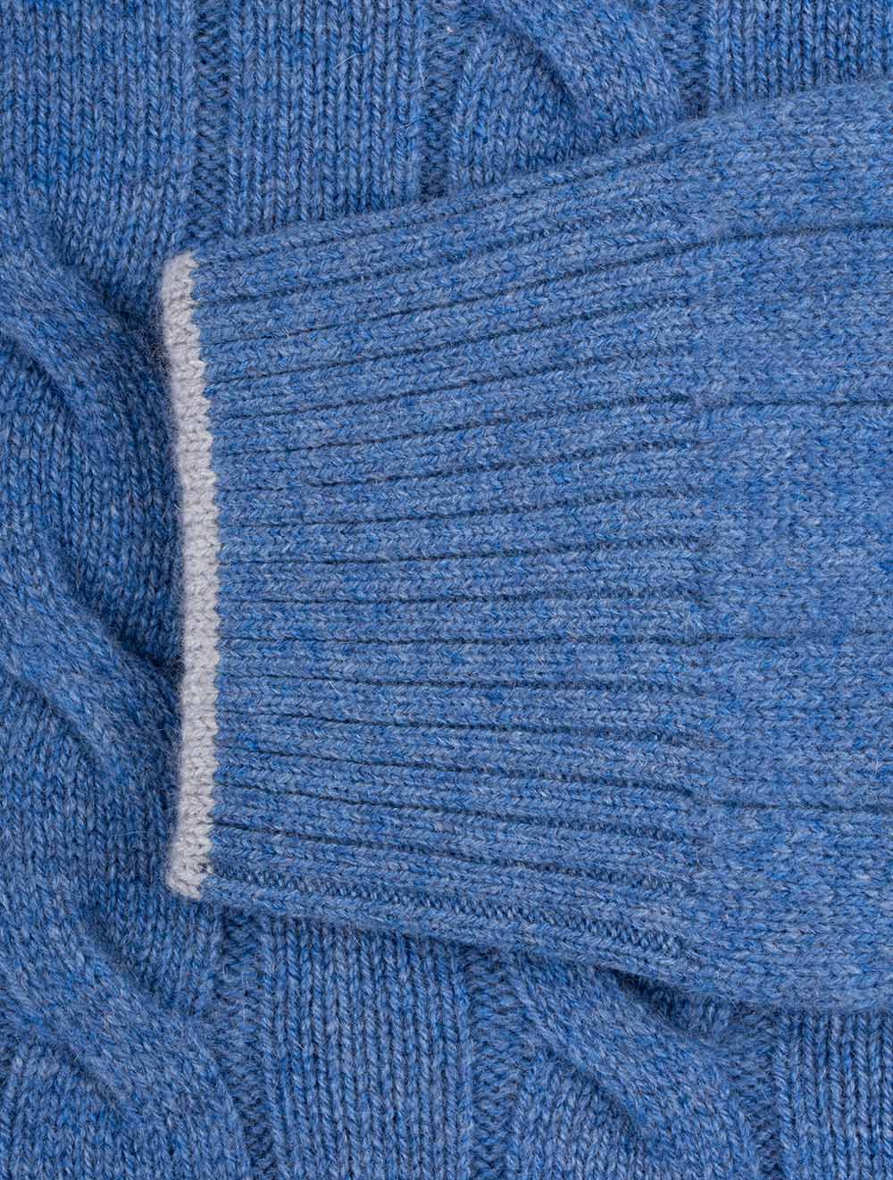 Mock Cable Knit Button Up Blue - Image 6