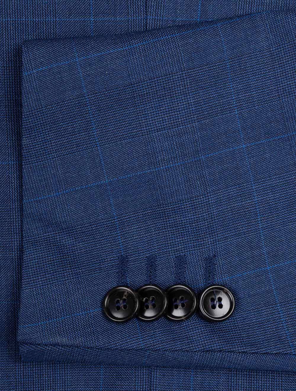 Check 3 Piece Suit Blue - Image 3