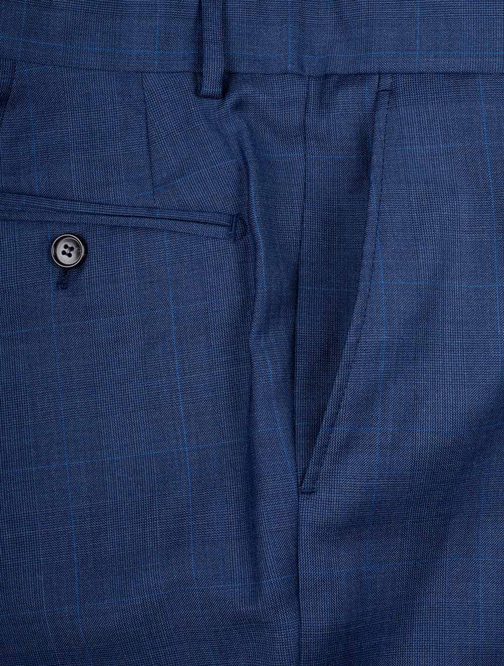 Check 3 Piece Suit Blue - Image 6