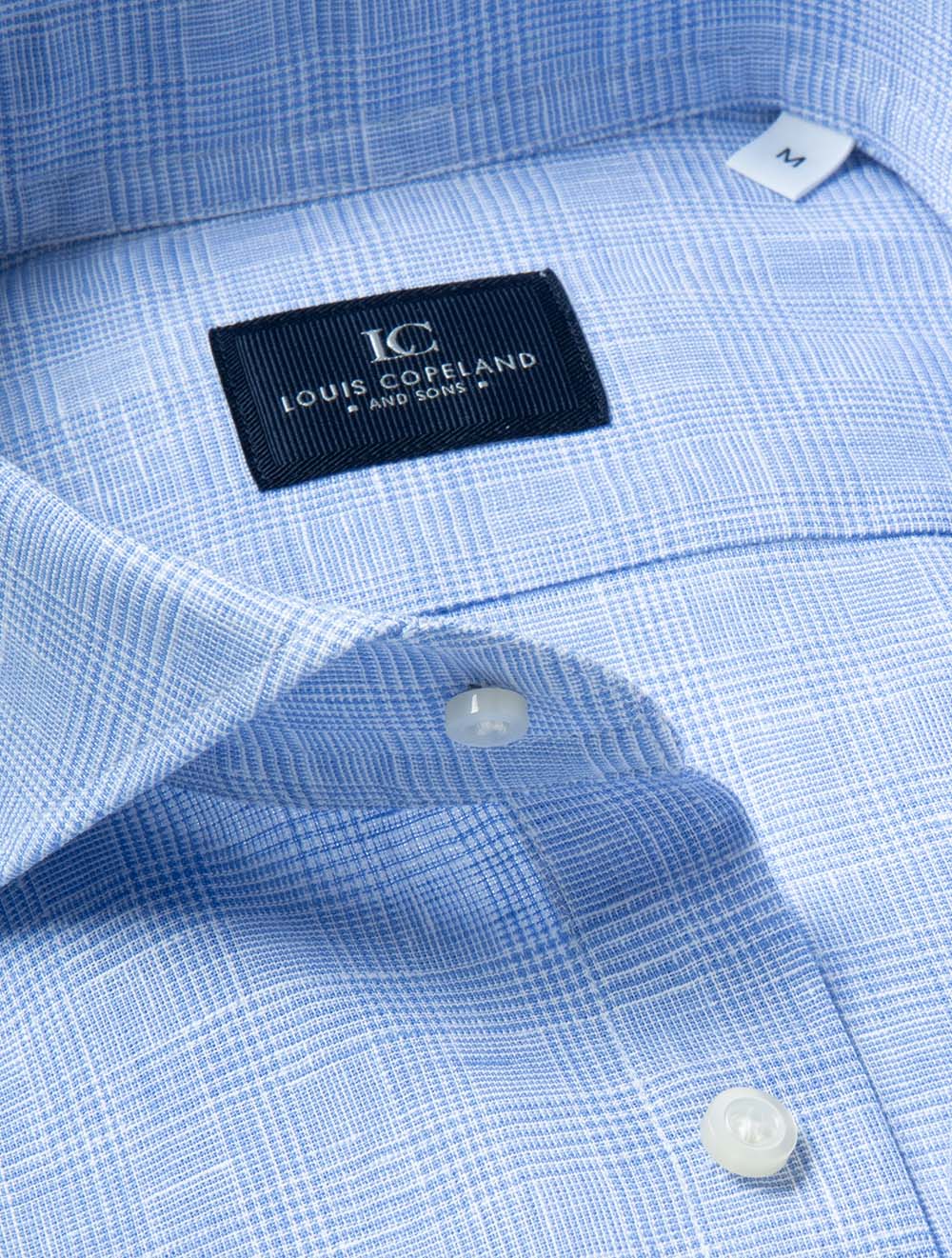Cotton Linen Check Shirt Blue - Image 3
