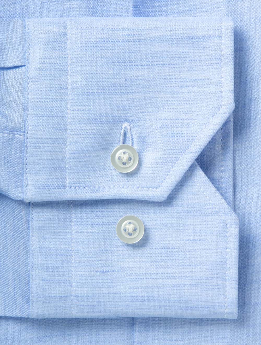 Cotton Linen Plain Shirt Blue - Image 4