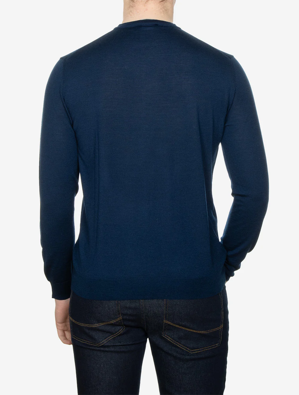 Merino Crew Neck Jumper Blue - Image 3