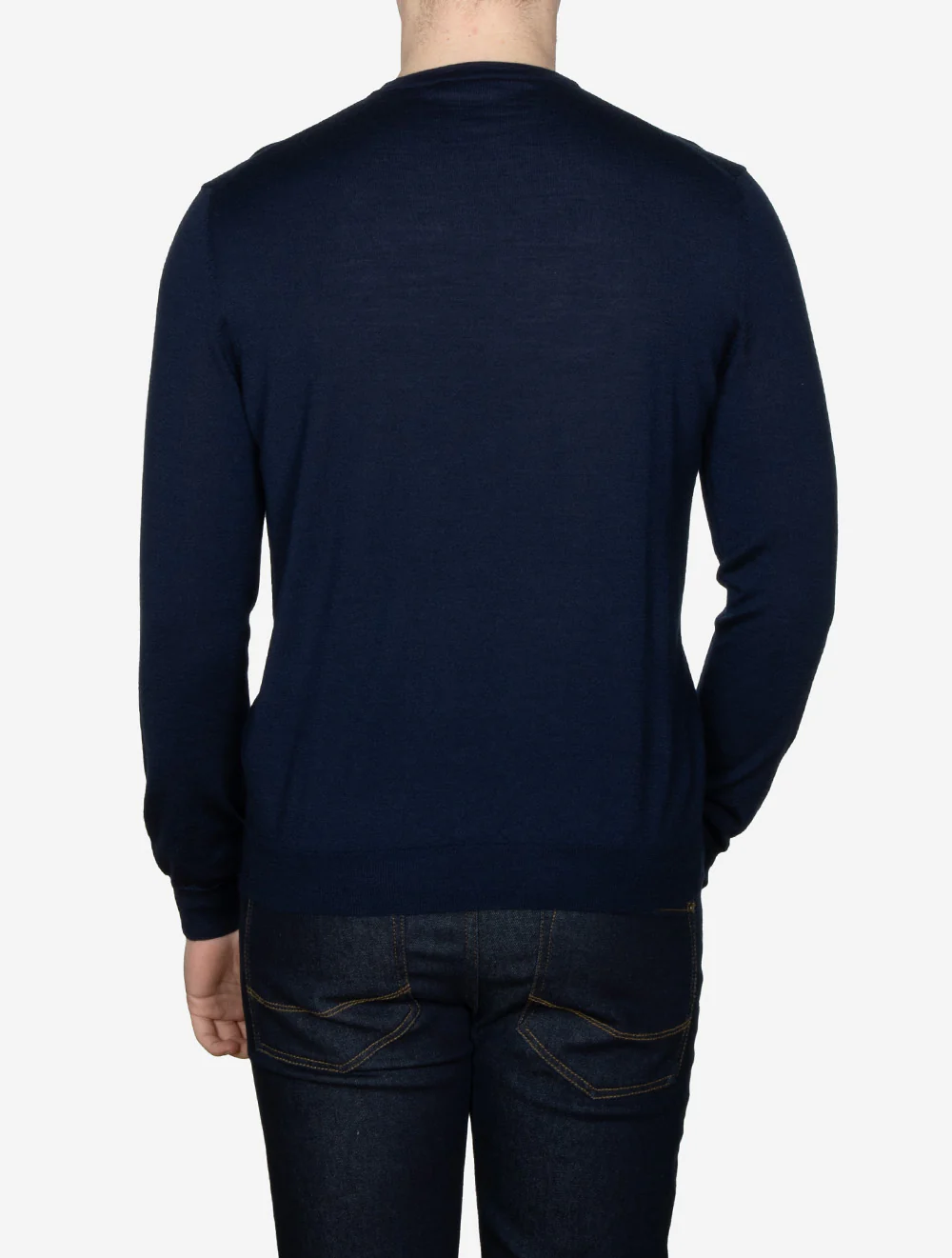 Merino Crew Neck Jumper Navy - Image 3
