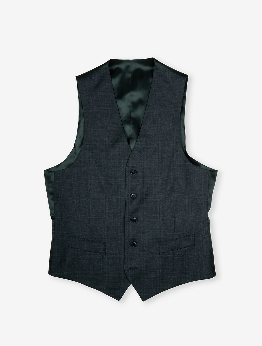 Micro Check 3 Piece Suit Dark Green - Image 6