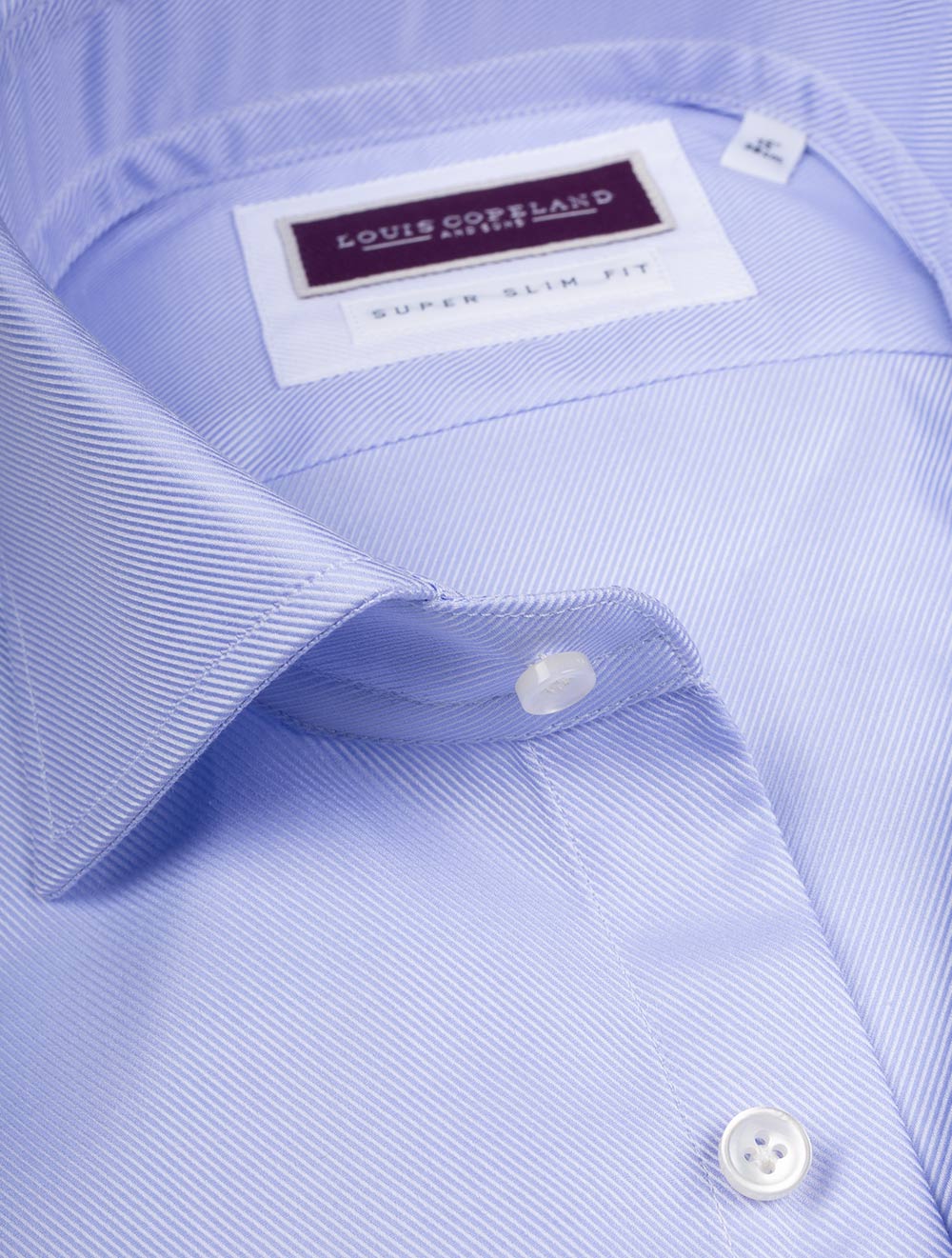 Super Slim Single Cuff Twill Shirt Blue - Image 3