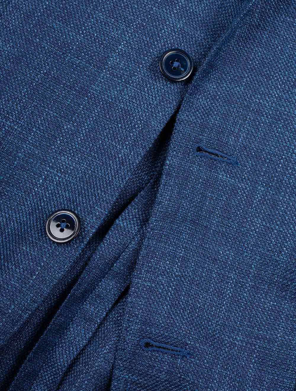 Drago Wool Silk Linen Half Lined Jacket Blue - Image 3