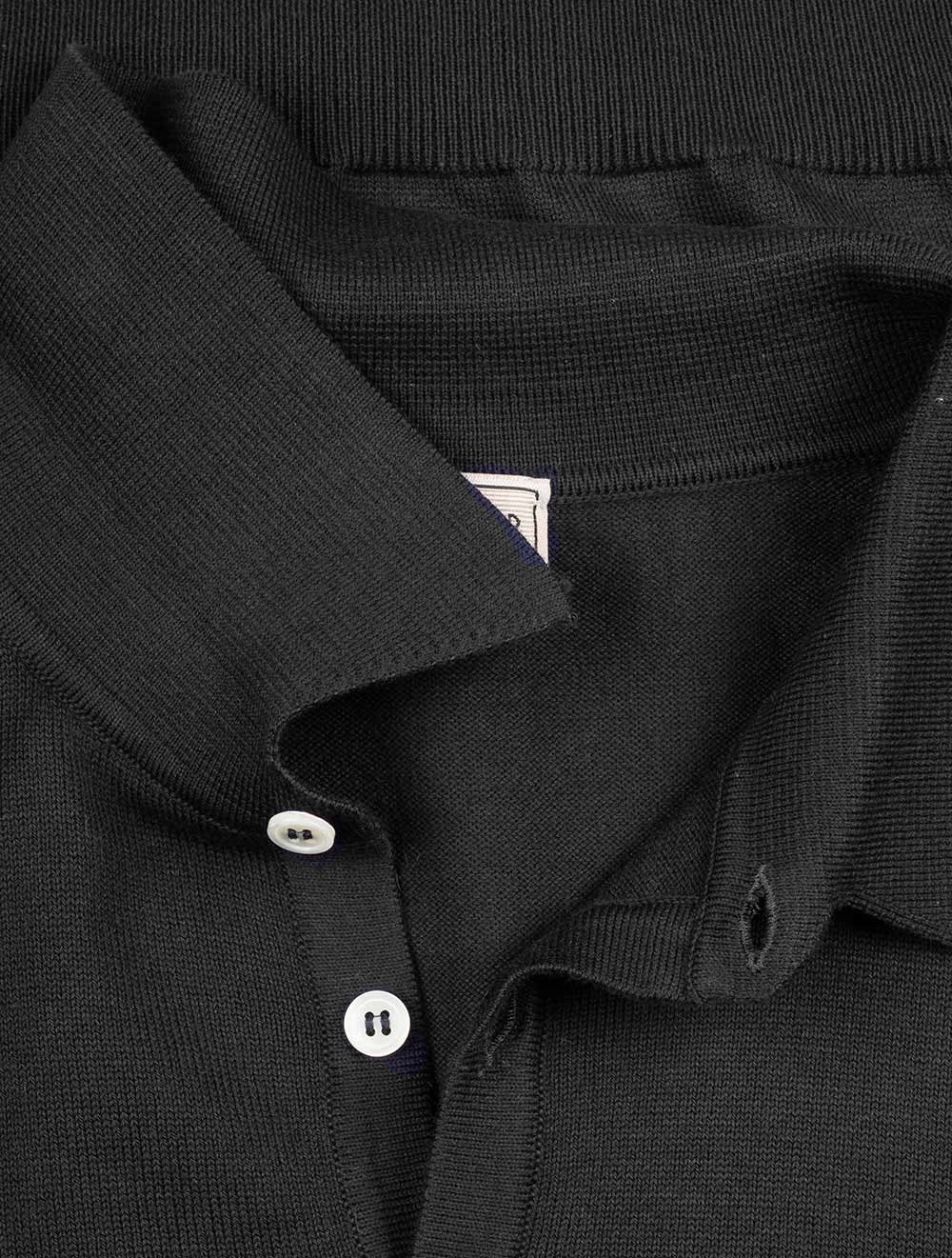 Merino Long Sleeve Polo Black - Image 5