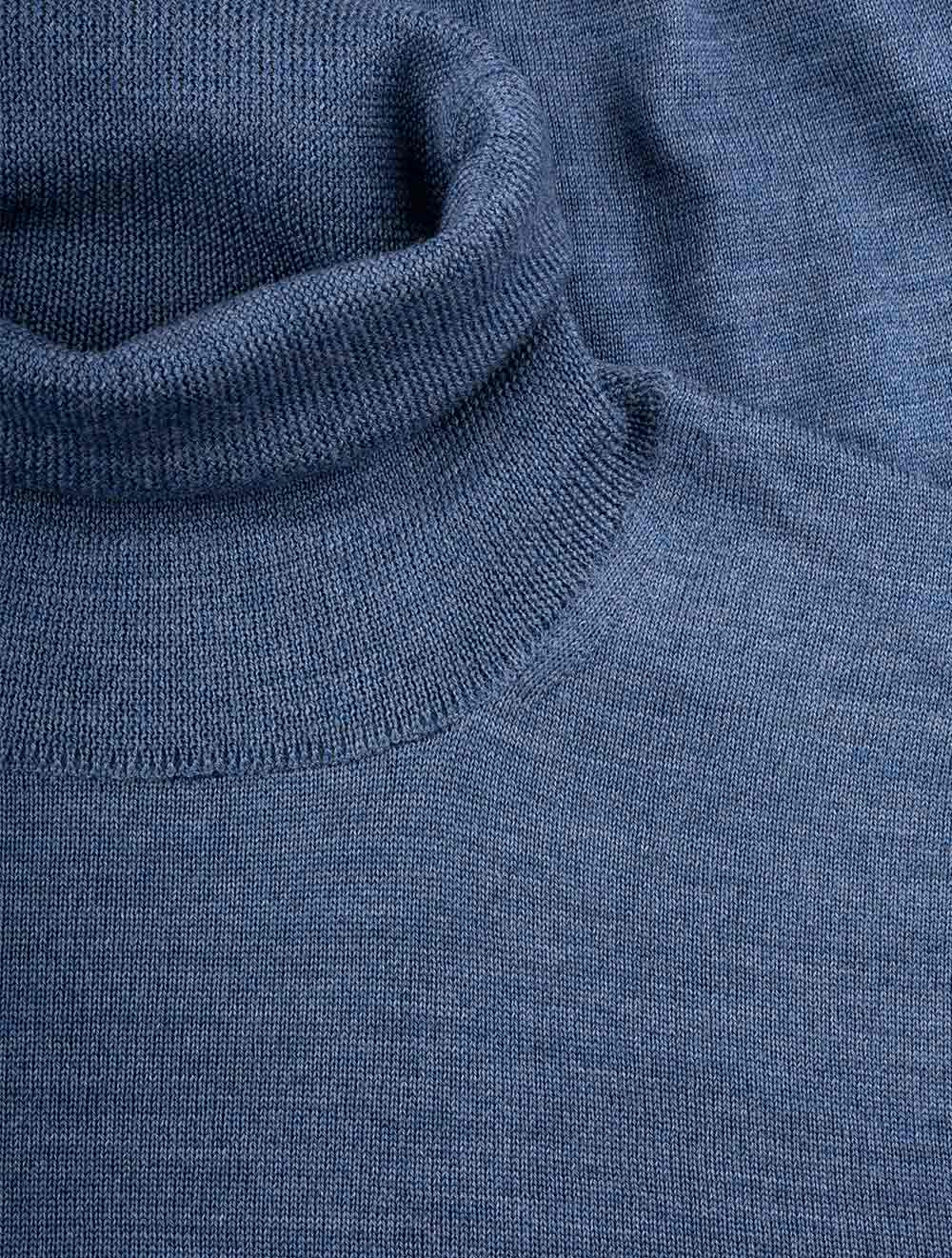 Merino Wool Turtle Neck Blue - Image 4