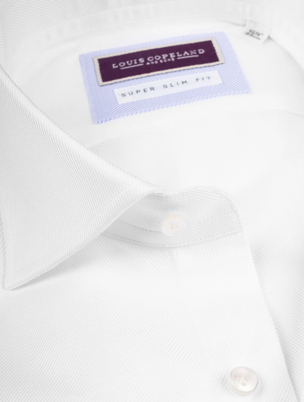 Superslim Fit Thomas Mason Twill Single Cuff White - Image 3