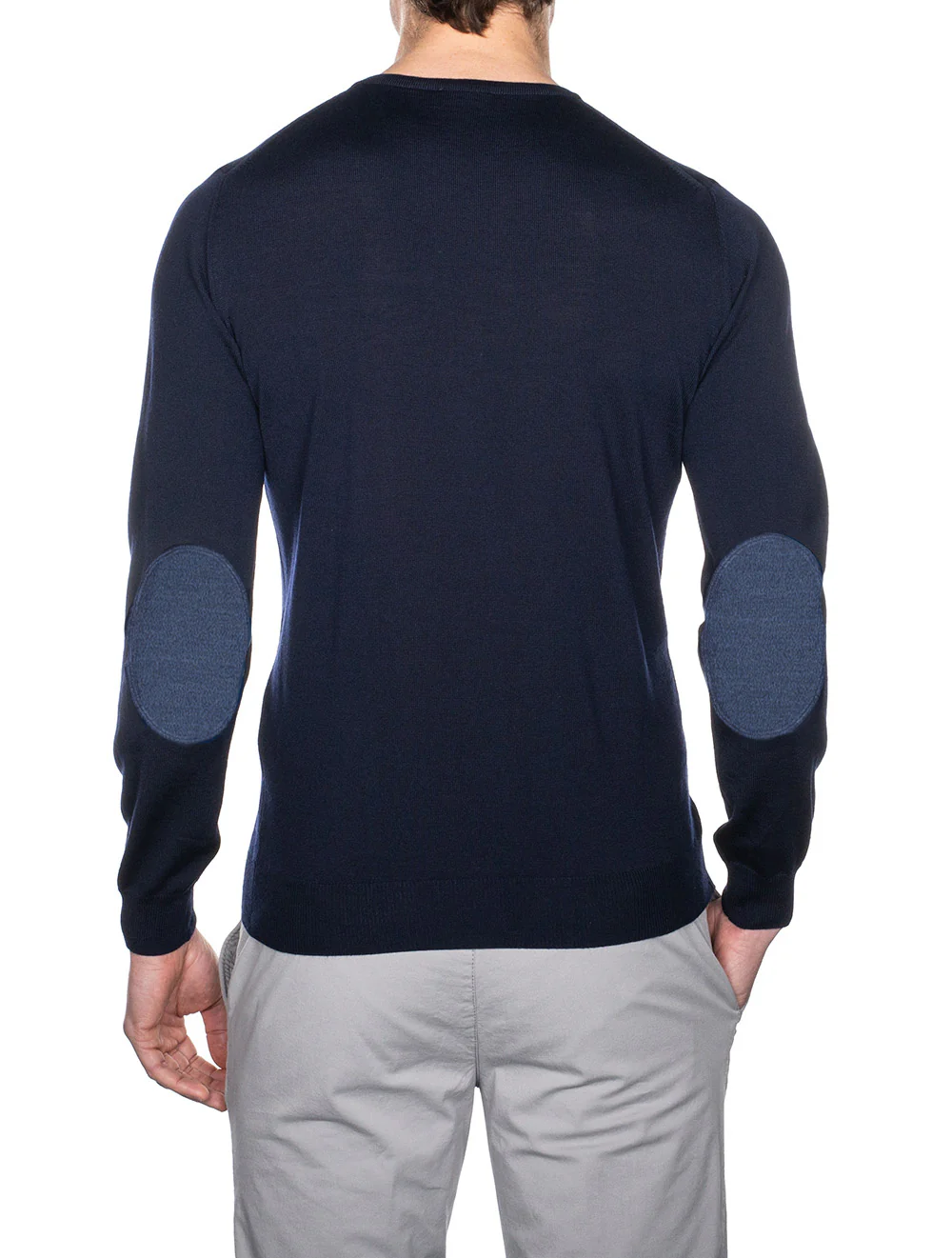 Crewneck With Patch Merino Wool Jumper Navy - Image 3