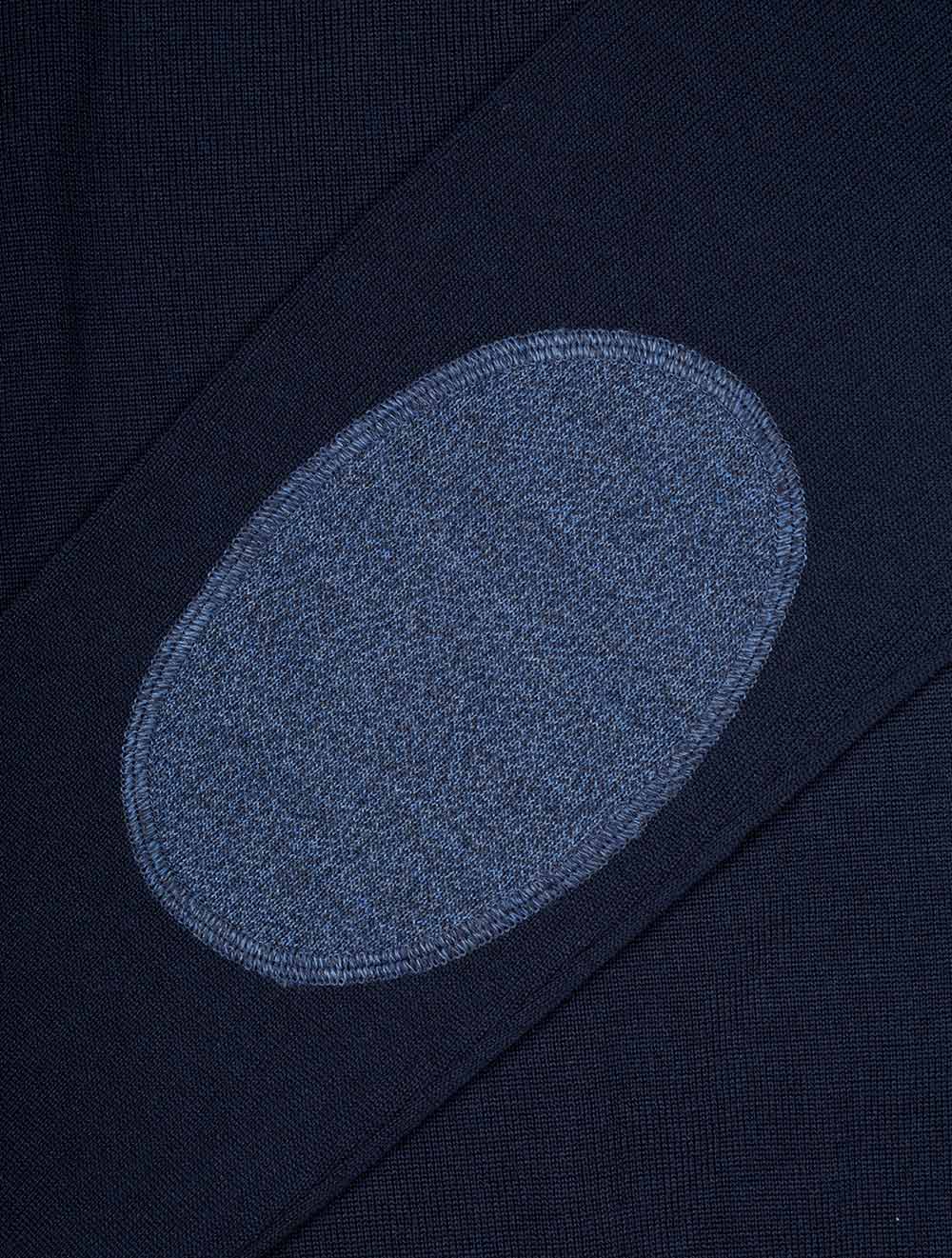 Crewneck With Patch Merino Wool Jumper Navy - Image 6