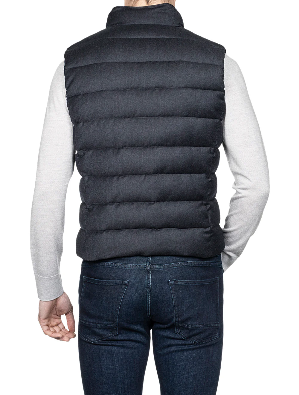Oliver Wool & Cashmere Gilet Blue Grey - Image 3