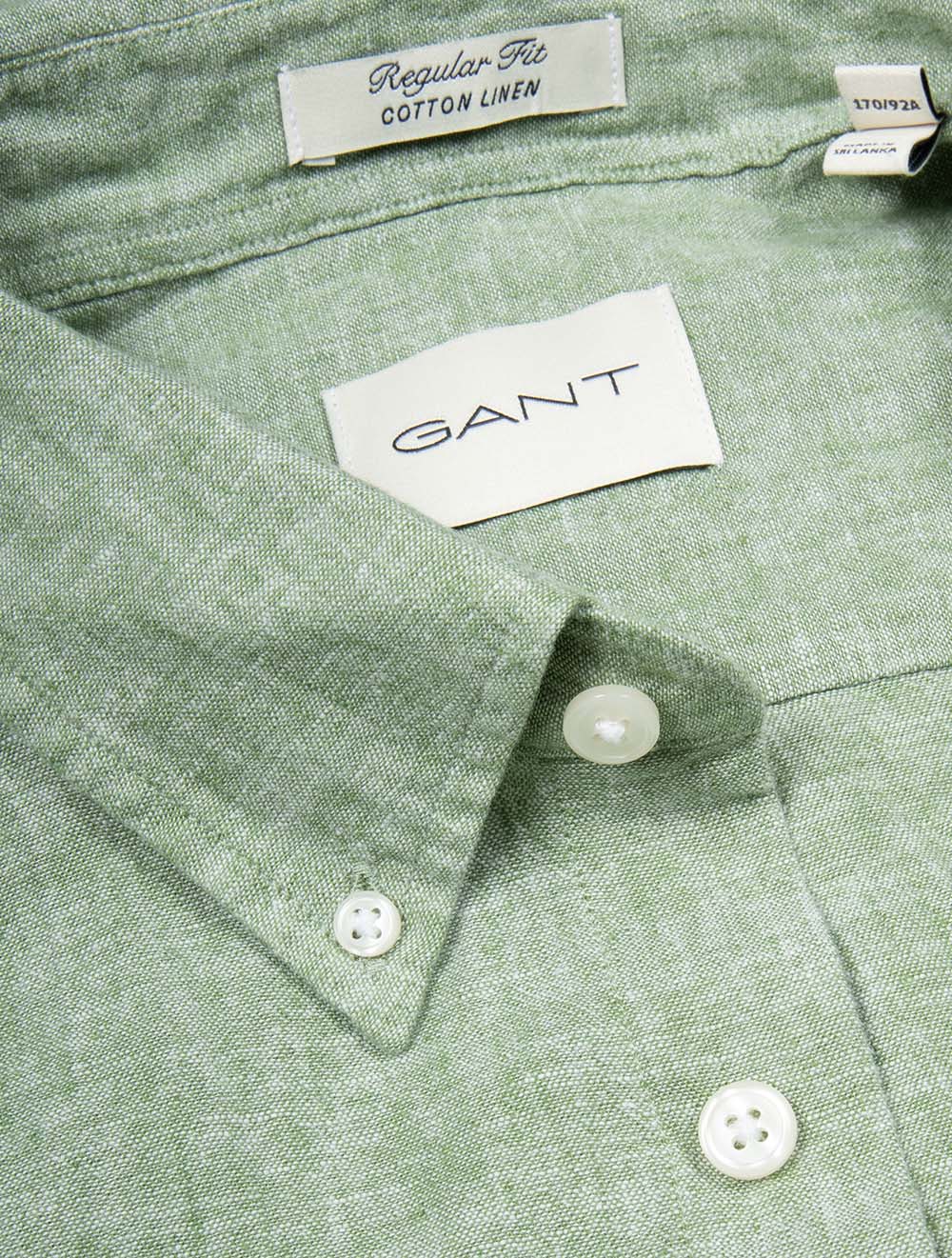 Regular Cotton Linen Short Sleeve Shirt Herb Green - Image 4