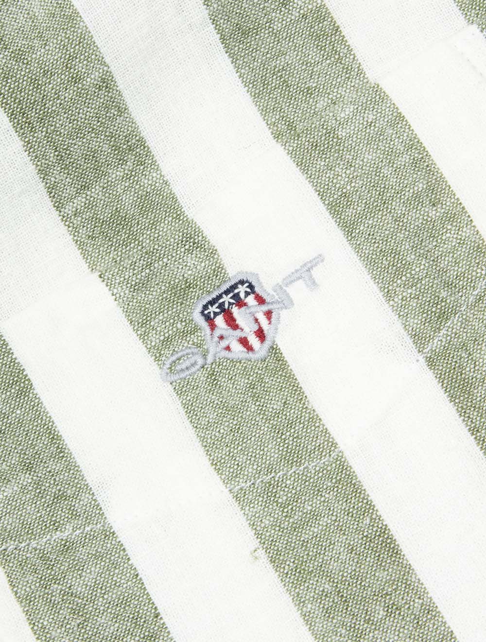 Regular Cotton Linen Stripe Shirt Dry Herb Green - Image 5