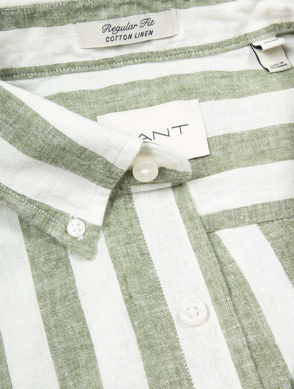Regular Cotton Linen Stripe Shirt Dry Herb Green - Image 6