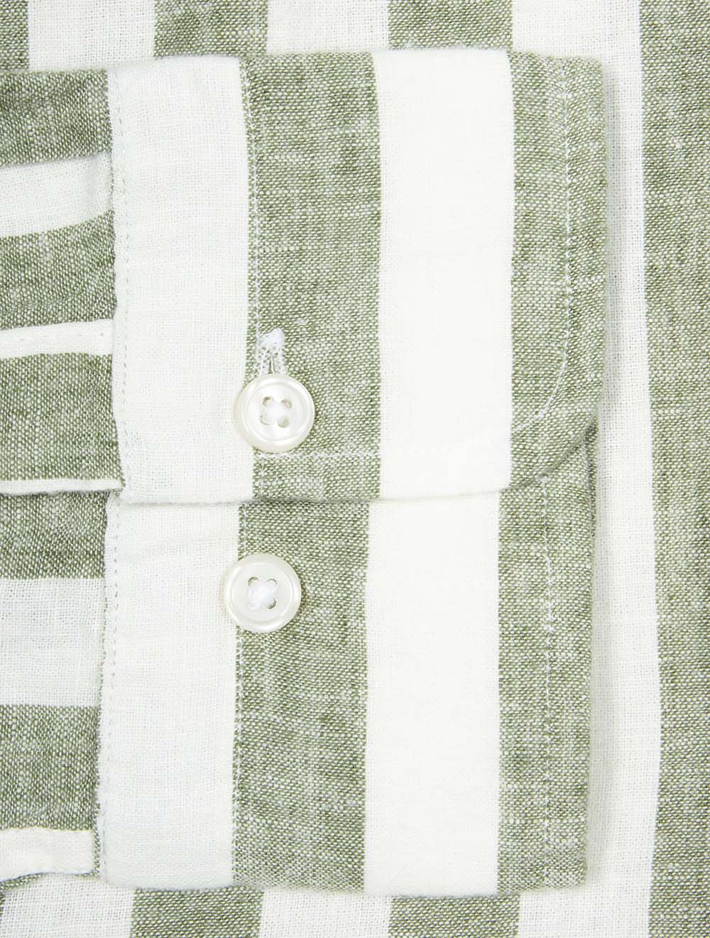 Regular Cotton Linen Stripe Shirt Dry Herb Green - Image 7