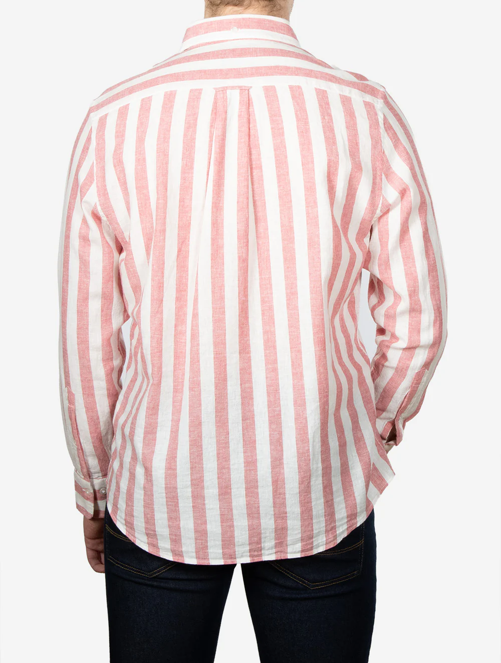 Regular Cotton Linen Stripe Shirt Rose Pink - Image 3