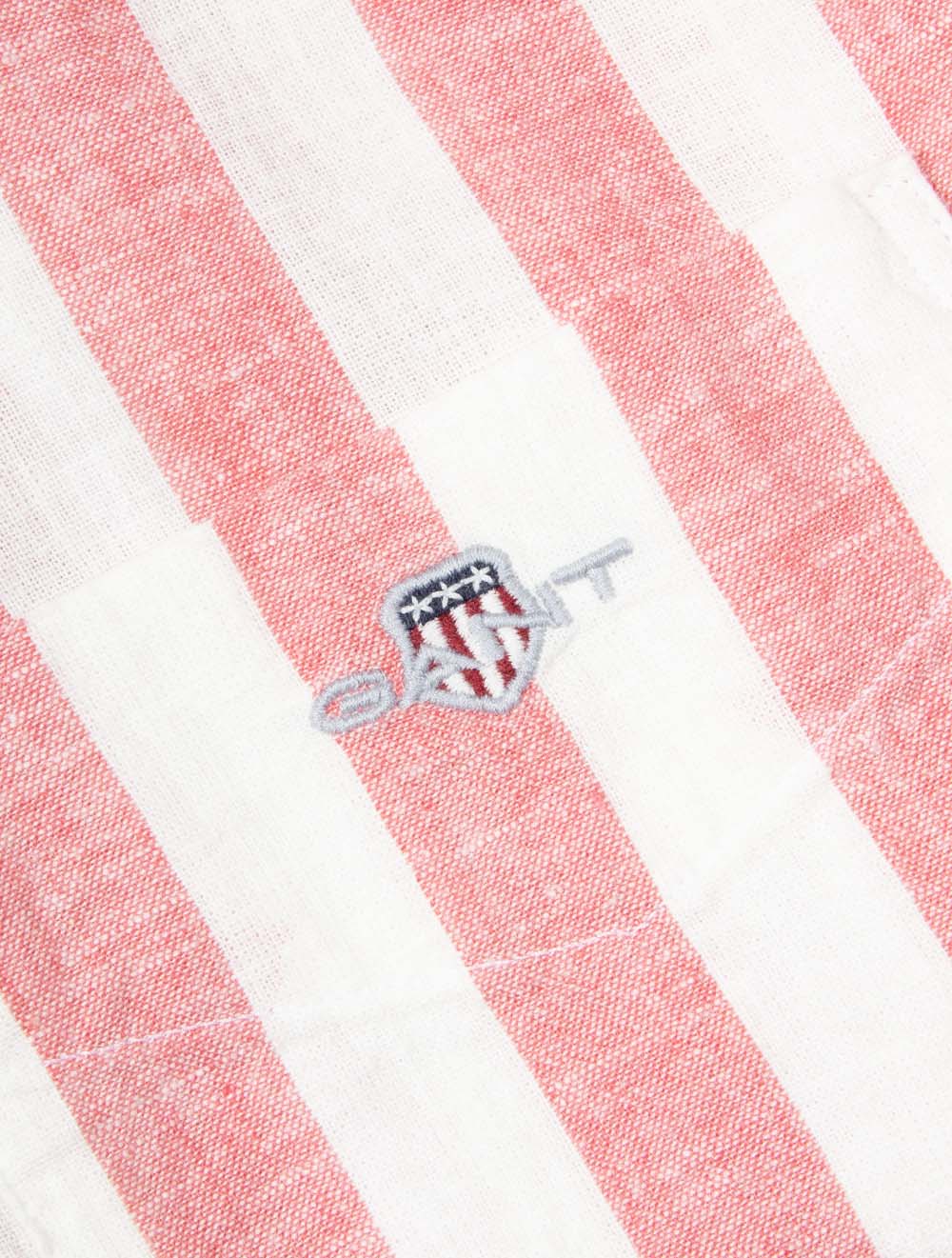 Regular Cotton Linen Stripe Shirt Rose Pink - Image 5