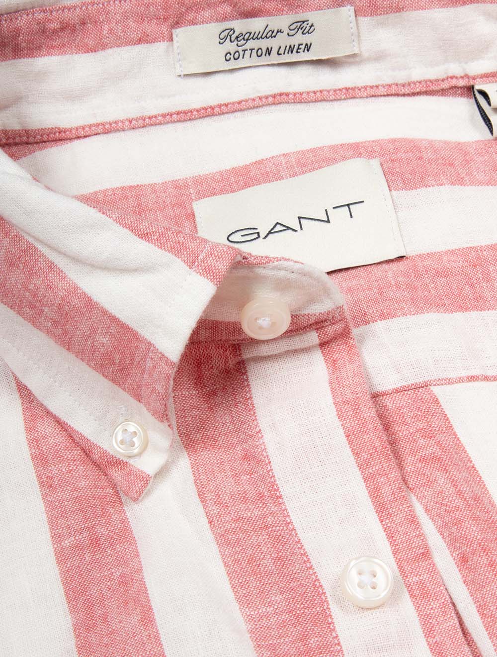 Regular Cotton Linen Stripe Shirt Rose Pink - Image 6