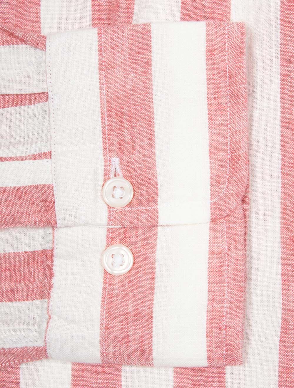 Regular Cotton Linen Stripe Shirt Rose Pink - Image 7
