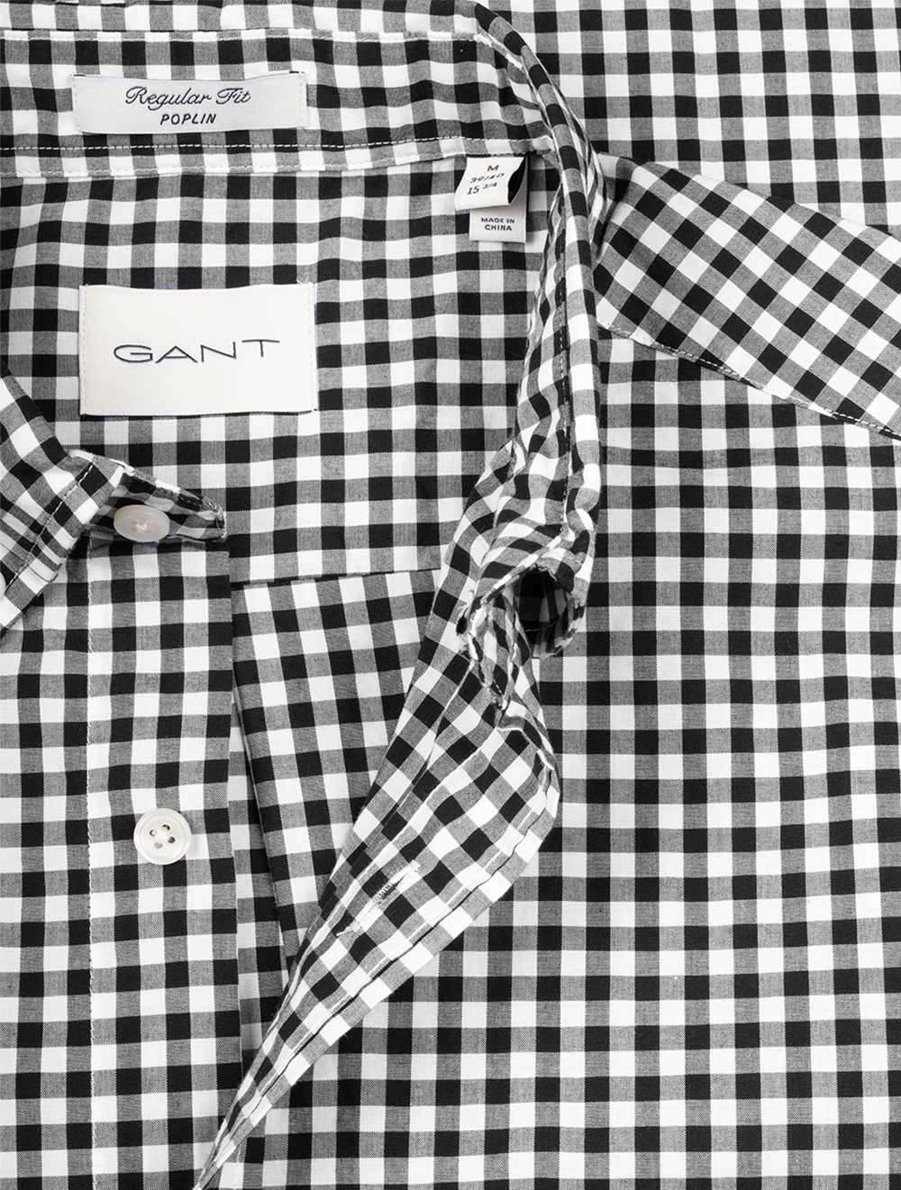 Regular Fit Poplin Gingham Shirt Black - Image 4