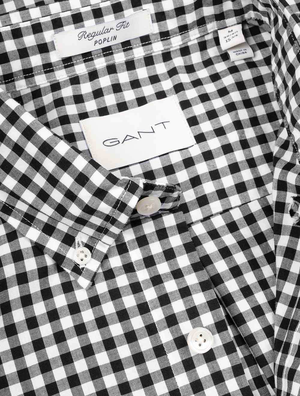 Regular Fit Poplin Gingham Shirt Black - Image 5