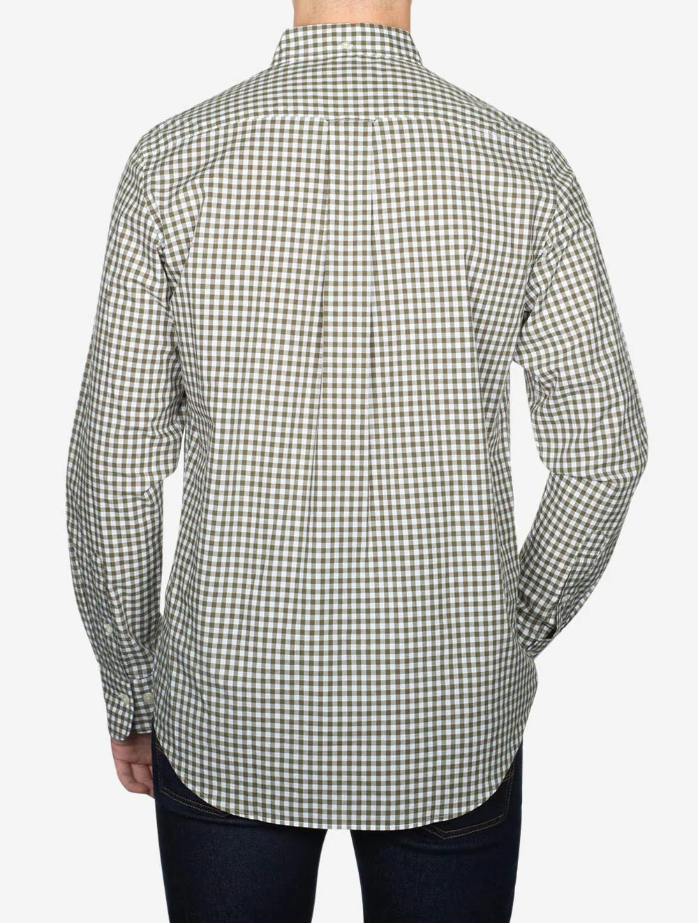 Regular Fit Poplin Gingham Shirt Juniper Green - Image 3