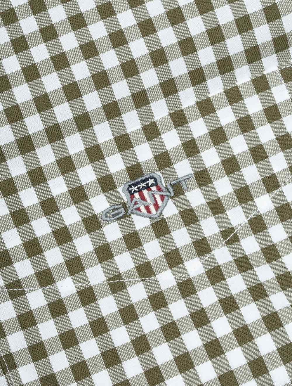 Regular Fit Poplin Gingham Shirt Juniper Green - Image 6