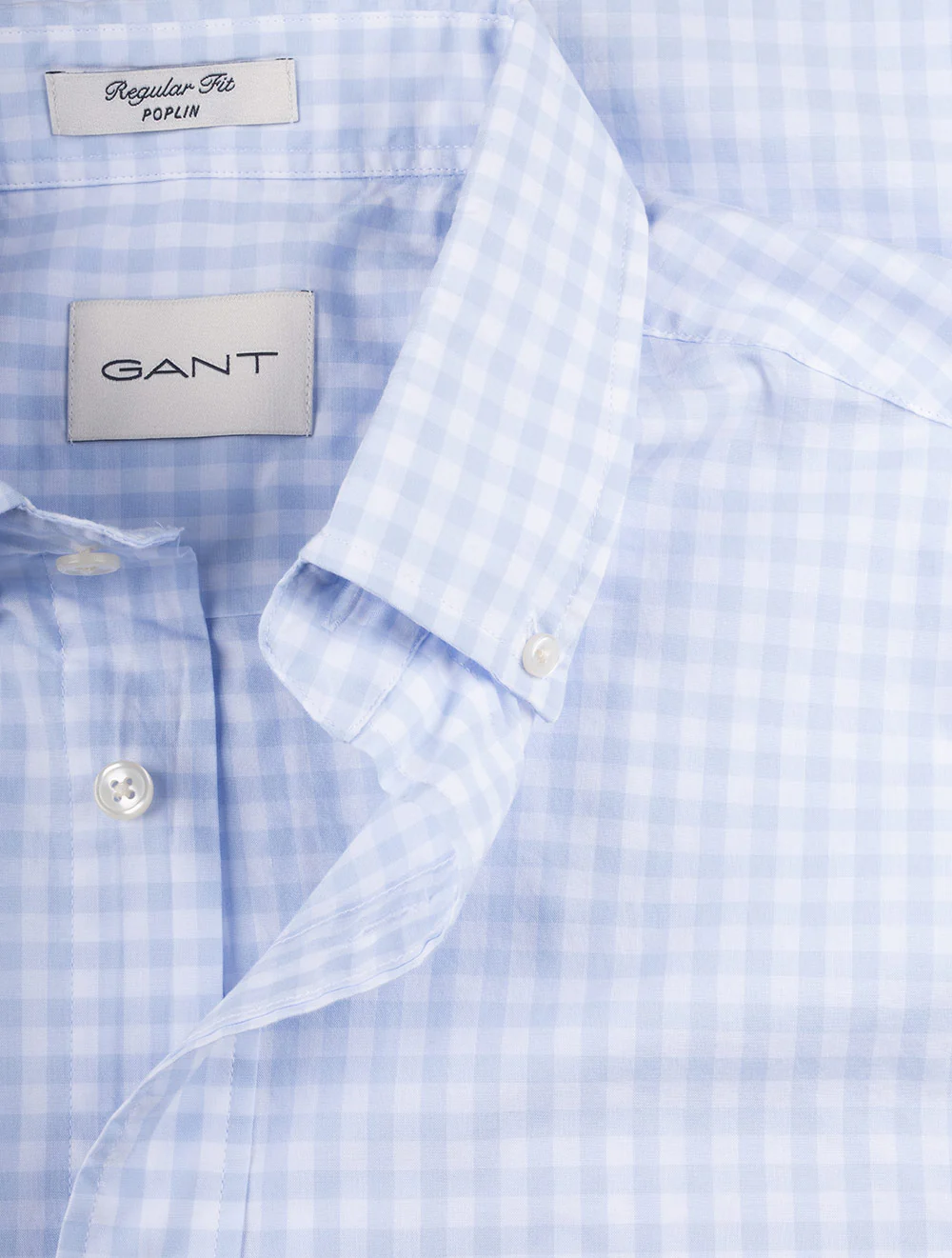 Regular Fit Poplin Gingham Shirt Light Blue - Image 4