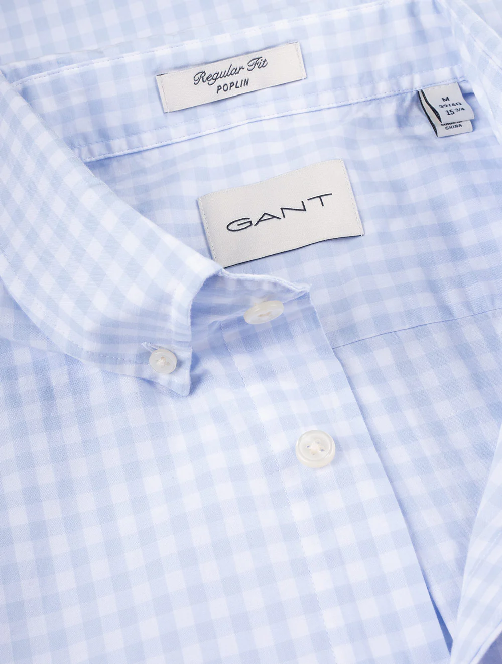 Regular Fit Poplin Gingham Shirt Light Blue - Image 6