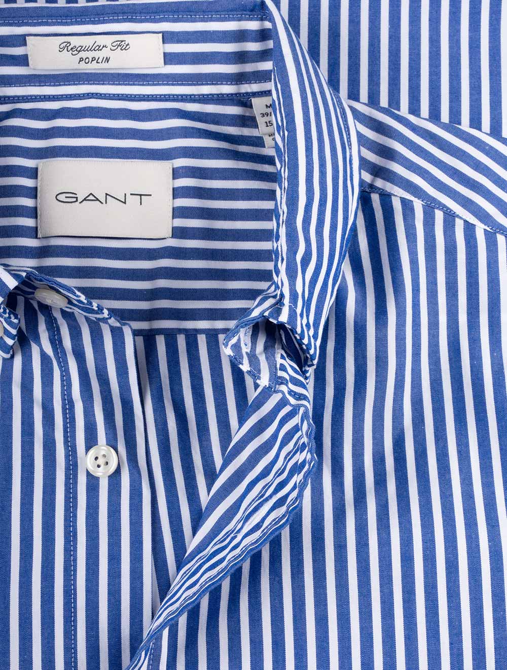 Regular Fit Poplin Stripe Shirt College Blue - Image 4