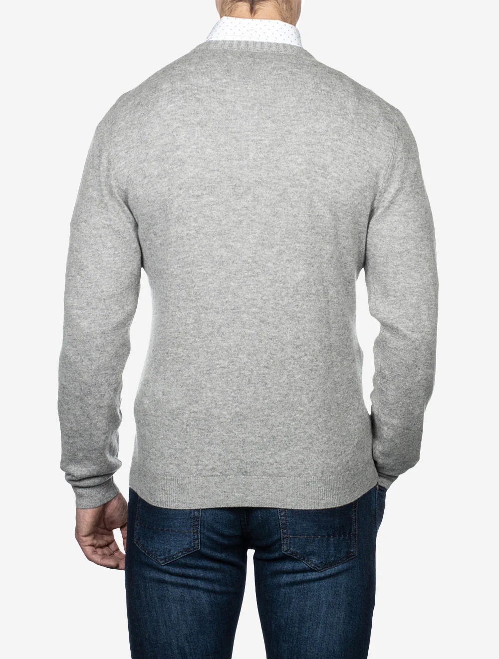 Crew Neck Cashmere Slim Fit Jumper Grey - Image 3