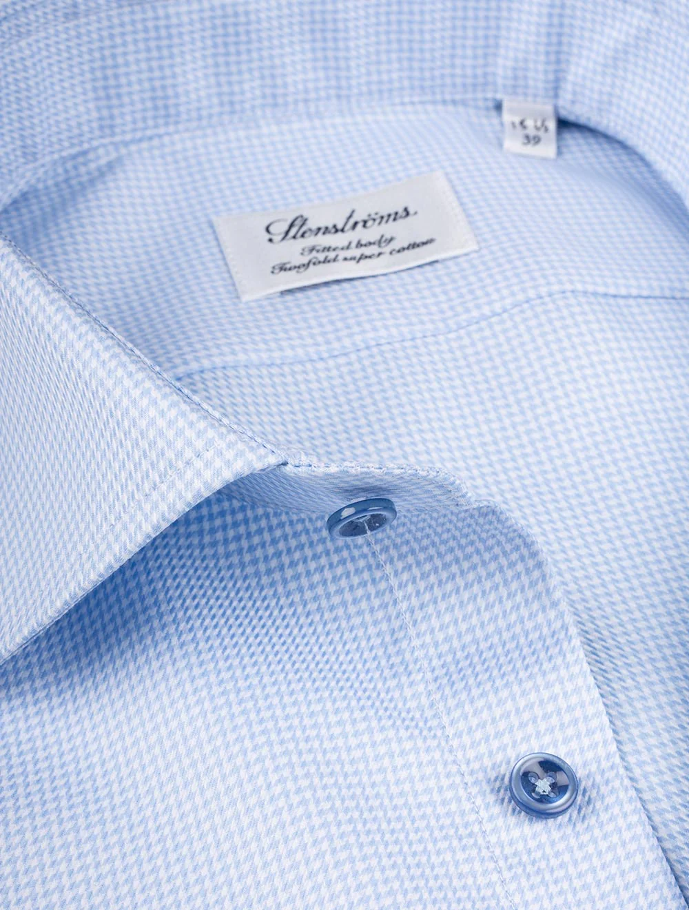 Fitted Houndstooth Shirt Blue - Image 3