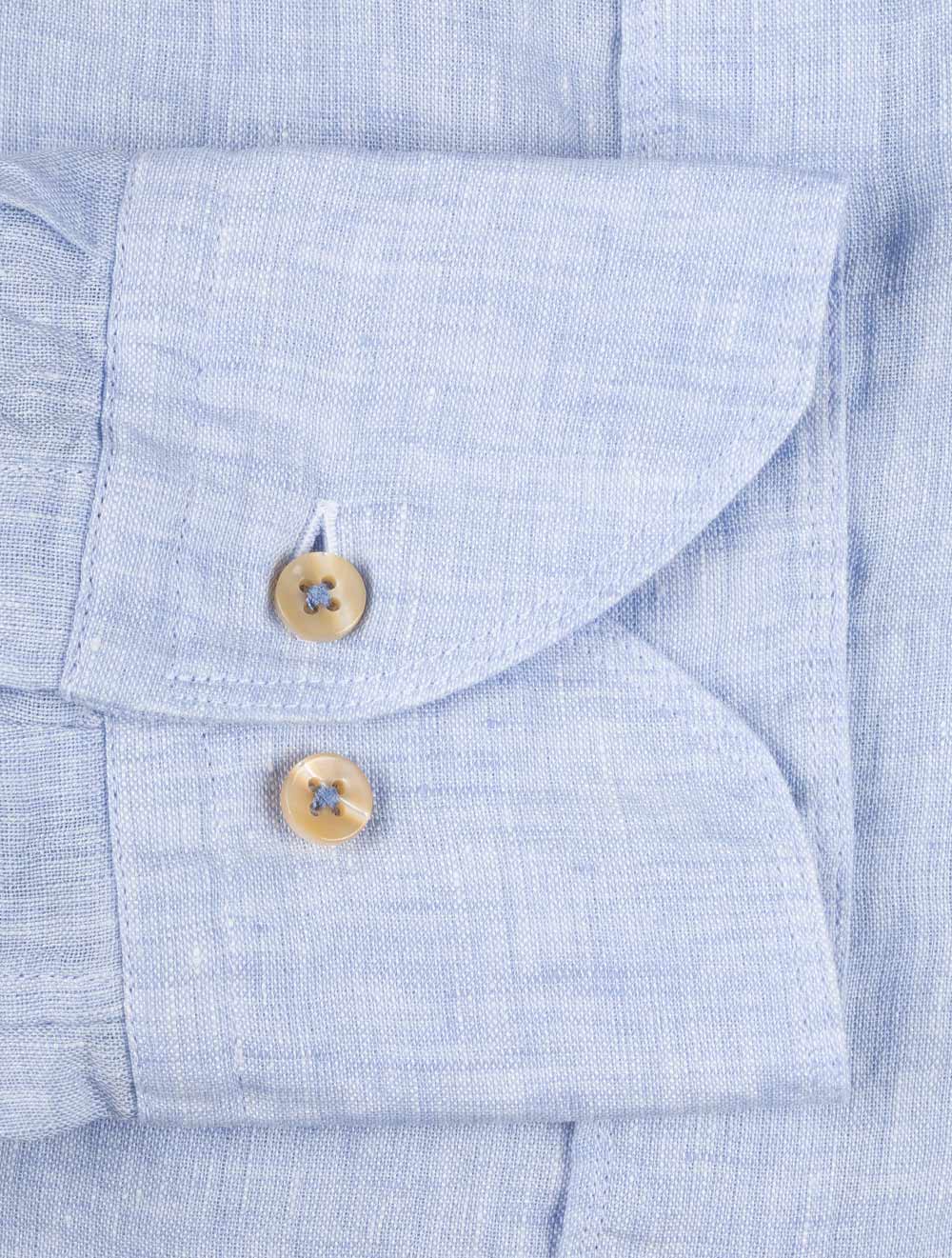 Regular Linen Shirt Blue - Image 4