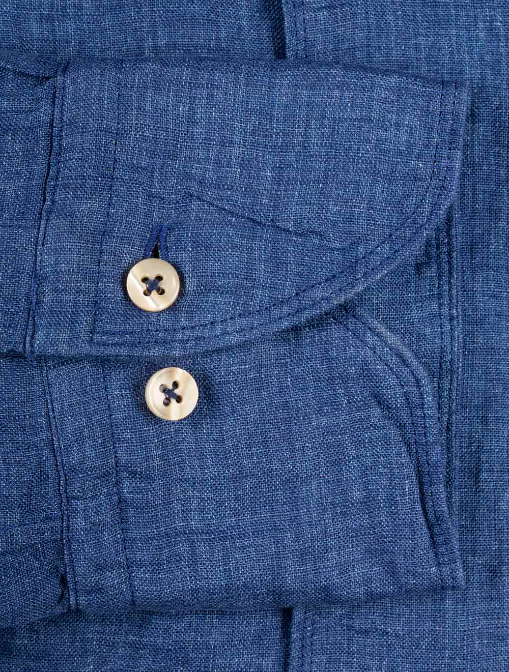 Regular Linen Shirt Navy - Image 4